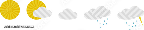 weather symbols sunshine cloud rain and thunderstorm