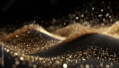 golden wave with sparkling particles on a black background © Raymond