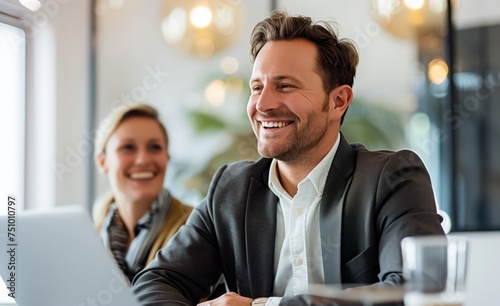 business partners working together in office photo