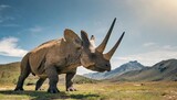3d render of a giant prehistoric dinosaur triceratops