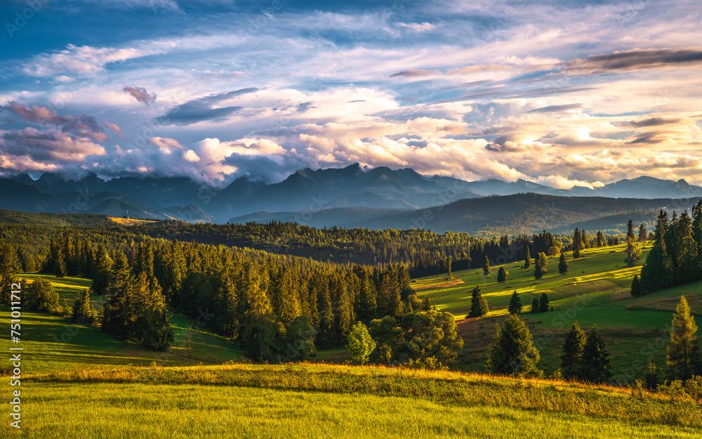 Tatra Mountains, Poland. Panorama of a mountain landscape. Late summer mountain view