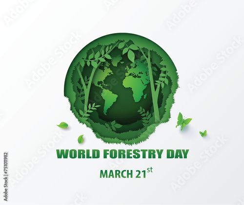 Save the Forest — Green Paper Cut World Forestry Day Design