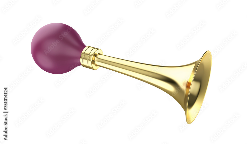 Obraz premium Golden bicycle bulb horn on transparent background