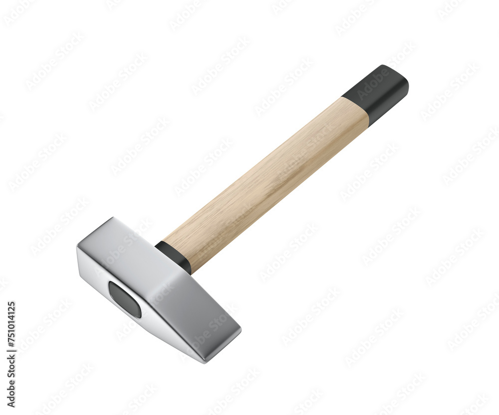 Hammer with wooden handle on transparent background Hammer with wooden handle on transparent background