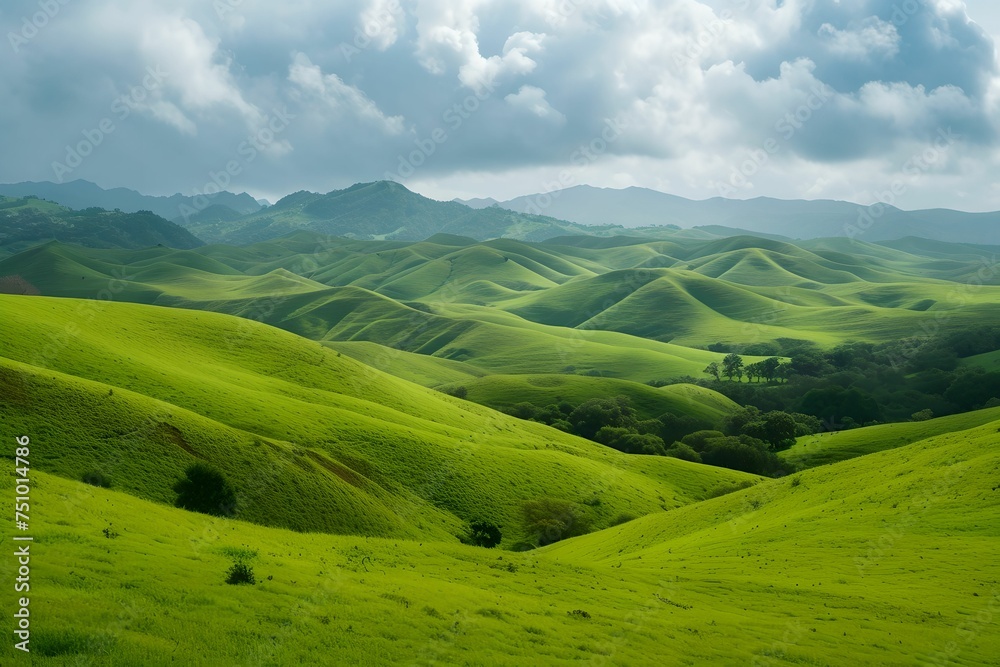 Scenic Landscape, sweeping, green hills, lush, green