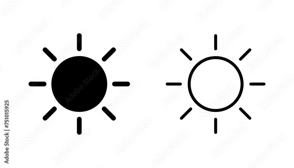 Sun icon set. Brightness Icon vector Sun icon set. Brightness Icon vector