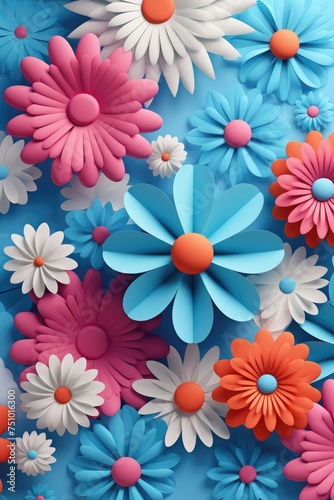 Pink and blue flowers background