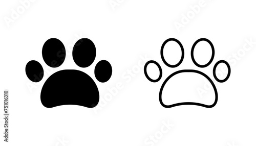 Paw icon set. paw print icon vector. dog or cat paw
