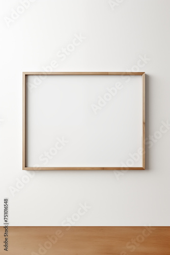 Minimalist Wooden Frame on a Clean White Wall: Gallery Aesthetics