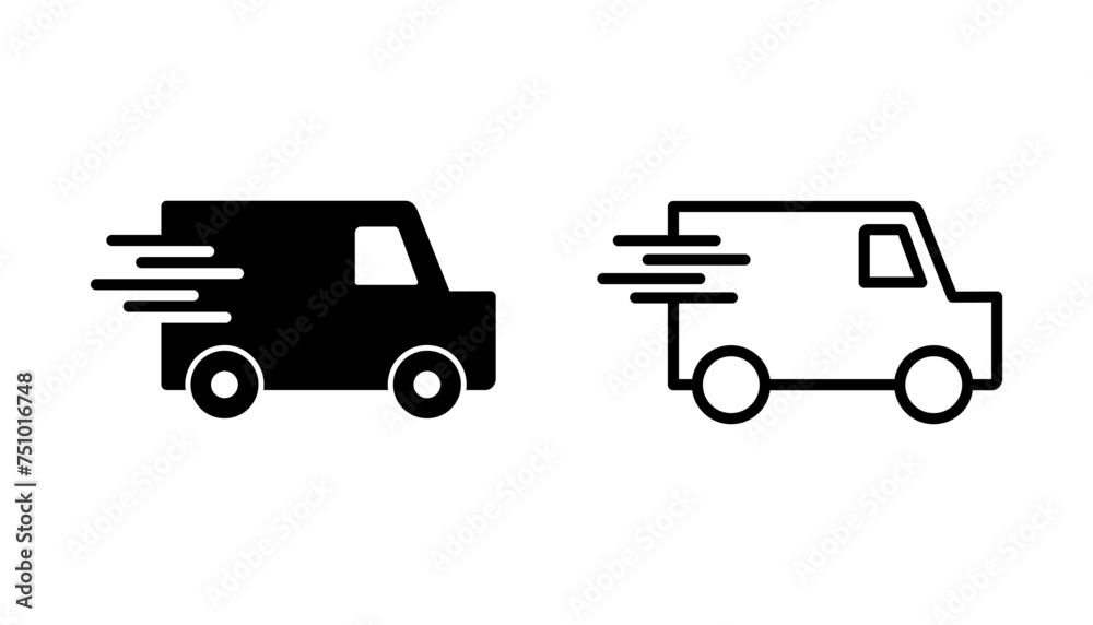 Fast shipping delivery truck icon set. Delivery truck icon. fast delivery icon