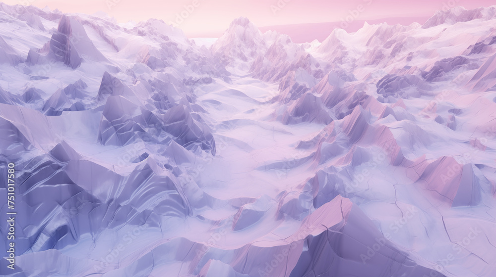 Surreal Glacier Valley in Pastel Hues: A Digital Dreamscape