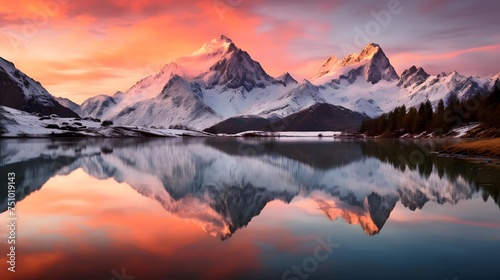 Panoramic view of Mount Cook at sunrise, New Zealand.