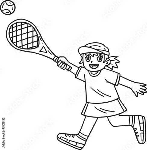 Tennis Female Player Reaching Ball Isolated  © abbydesign