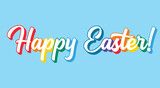 Vector hand drawn Happy Easter quote. Lettering for ad, poster, print, gift decoration.