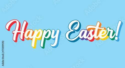 Vector hand drawn Happy Easter quote. Lettering for ad, poster, print, gift decoration. photo