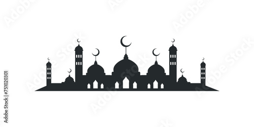 Vector illustration of a Muslim Mosque Silhouette.