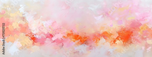 The focus is a cluster of warm peach and pink tones  emerging like a sunrise amidst a pale sky
