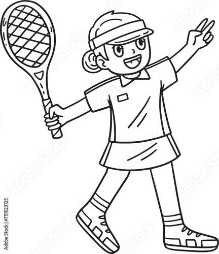 Tennis Girl Holding Tennis Racket Isolated  © abbydesign