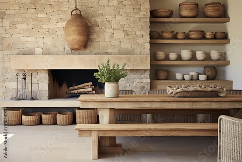 Bamboo and Stone: Farmhouse Charm with Earthy Accents and Timber Tables