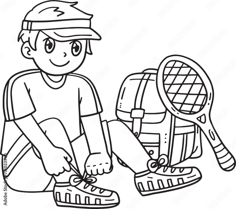 Tennis Boy Wearing Tennis Shoes Racket Isolated 