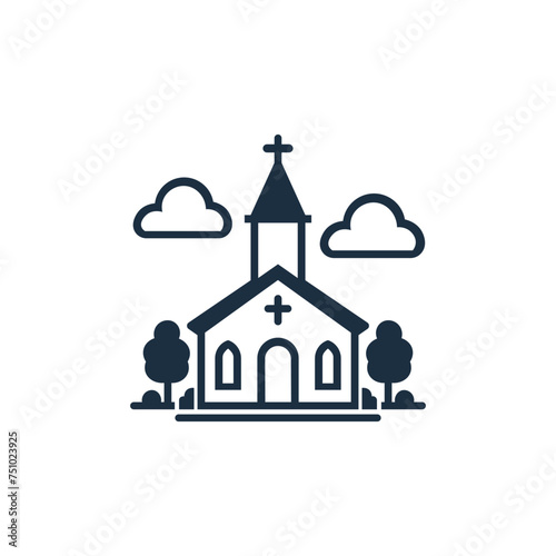 Christian church house classic icon symbol. Vector illustration