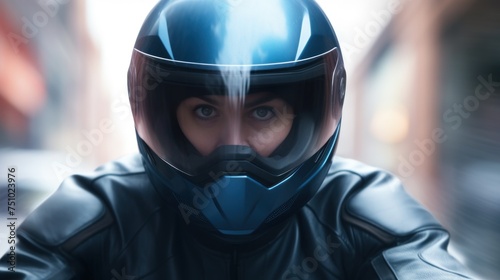 a woman wearing a motorcycle helmet © sam