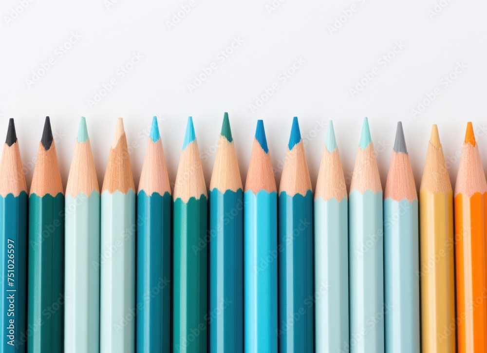 a row of blue pencils a row of blue pencils