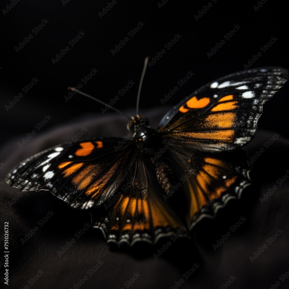 Fototapeta premium a butterfly on a black surface