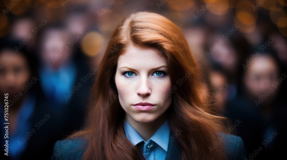 Fototapeta premium a woman with red hair and blue eyes