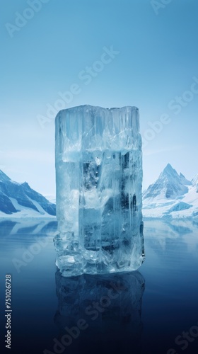 a large ice block in the water