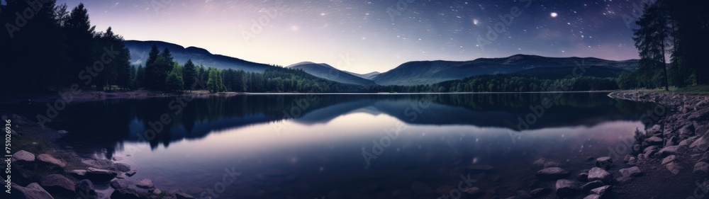 a lake with mountains and trees a lake with mountains and trees