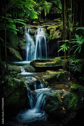 a waterfall in a forest