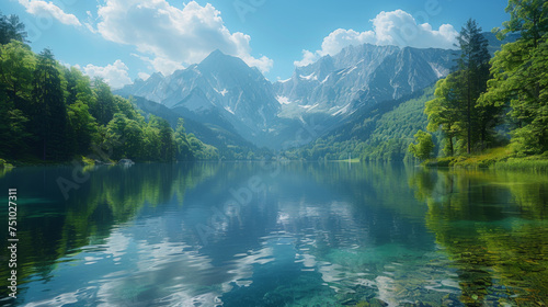 Jasna lake with beautiful reflections of the mountains. © Matthew