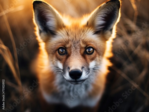 a fox looking at the camera