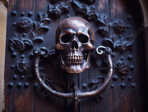 a skull on a door handle