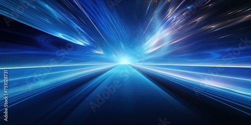 Light speed, hyperspace, space warp background, in blue.