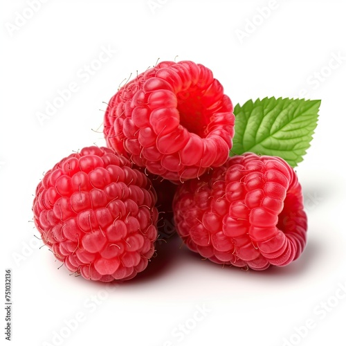 Ripe raspberries on a white background, isolated, close up