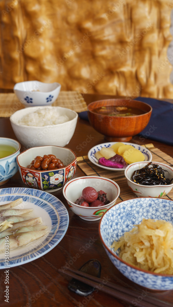 和食イメージ|ご飯・味噌汁(赤だし)・おかず・緑茶 和食イメージ|ご飯・味噌汁(赤だし)・おかず・緑茶