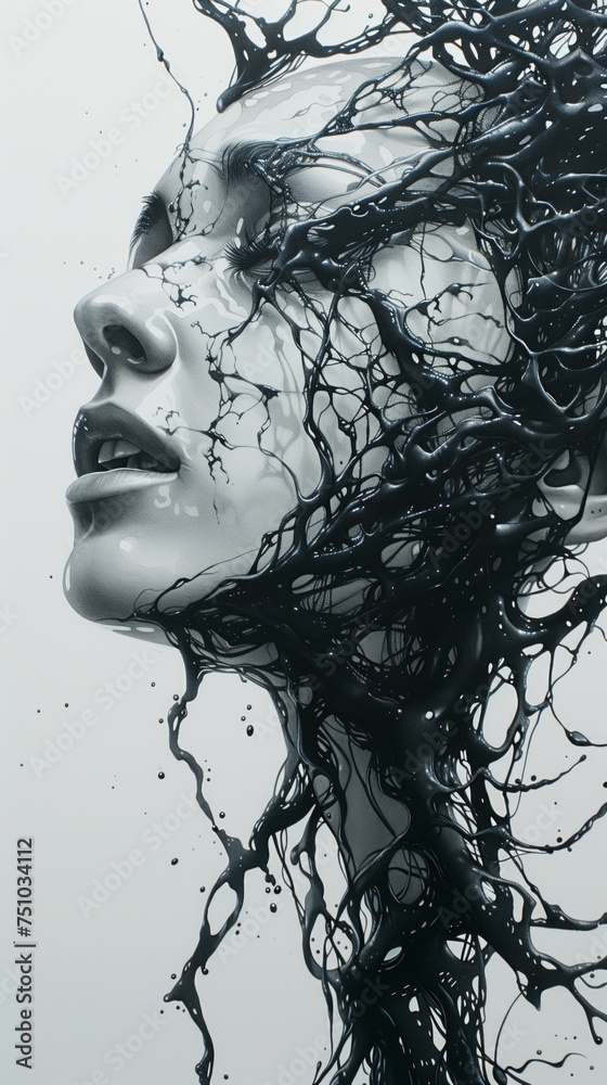 Conceptual abstract illustration about mental health and pain, AI-generated art Conceptual abstract illustration about mental health and pain, AI-generated art