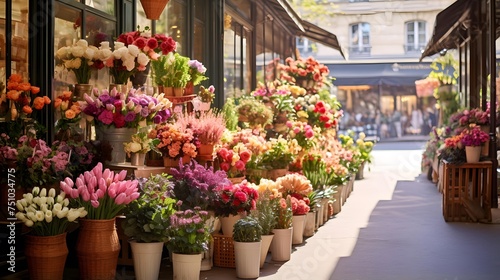 Flower market in the old town of Strasbourg  France.