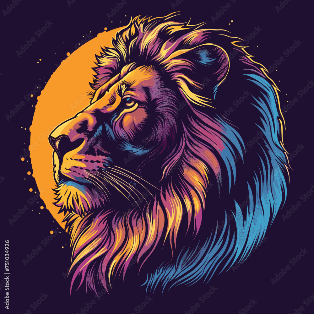 Lion, animal illustration, T-shirt design, funny animal, vector illustration, cartoon.