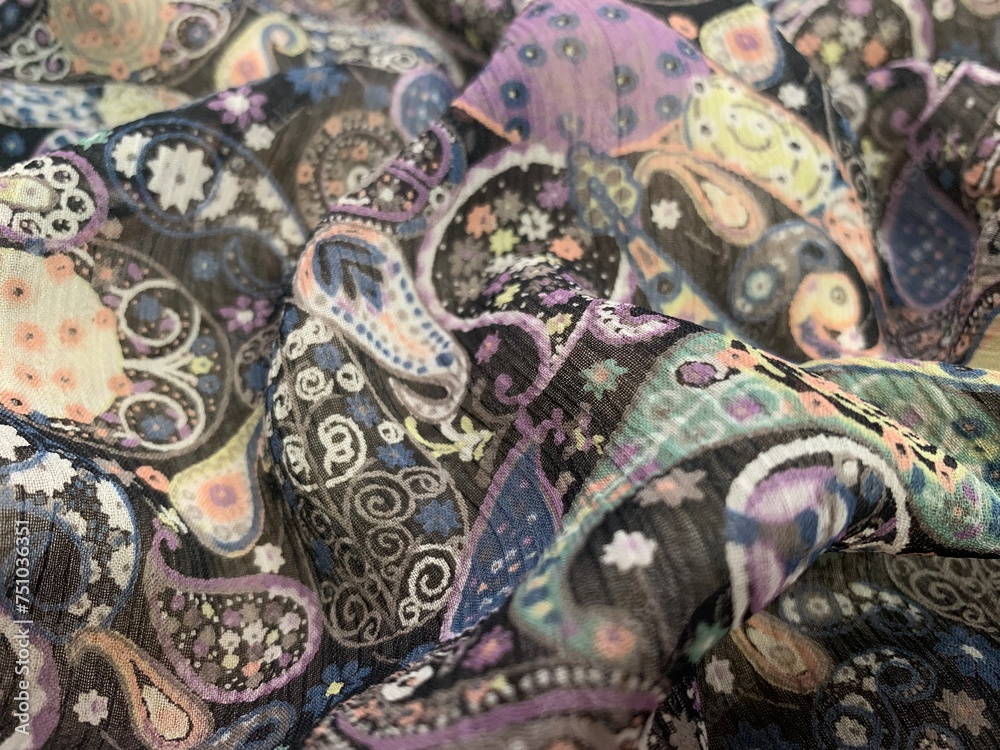 Black flower fabric as abstract wave background with a pattern, gradient curve Black flower fabric as abstract wave background with a pattern, gradient curve