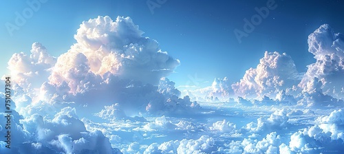 an image of the blue sky with some clouds, in the style of photo-realistic landscapes, simple, lightbox, stylish. Generative AI