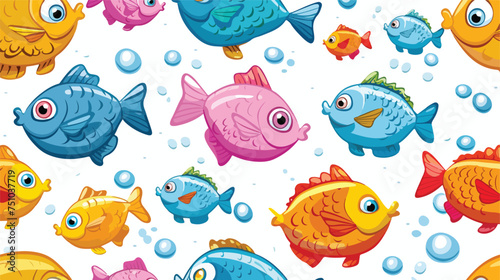 Fish cartoon seamless pattern on water background is