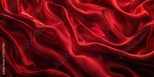 Scarlet Symphony Macro Background. A dramatic close-up of scarlet red velvet curtains, with luxurious folds and rich textures, setting the stage for an unforgettable performance