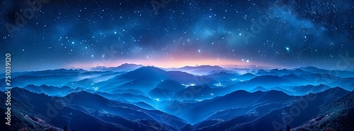 the starlit sky over mountains, in the style of realistic, detailed rendering, minimalist backgrounds, photo-realistic landscapes. generative AI