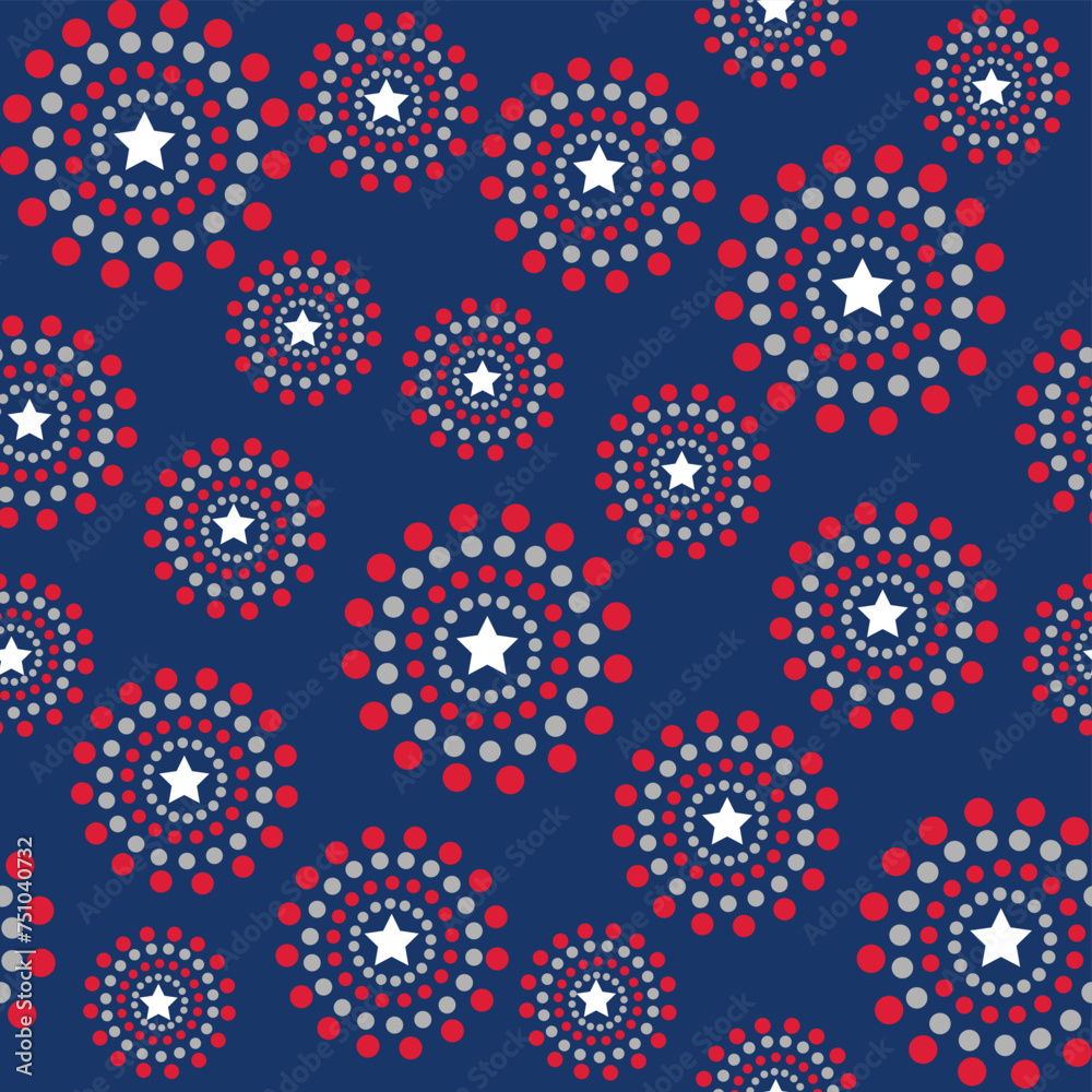 Seamless 4th Of July Pattern On White Background Seamless 4th Of July Pattern On White Background
