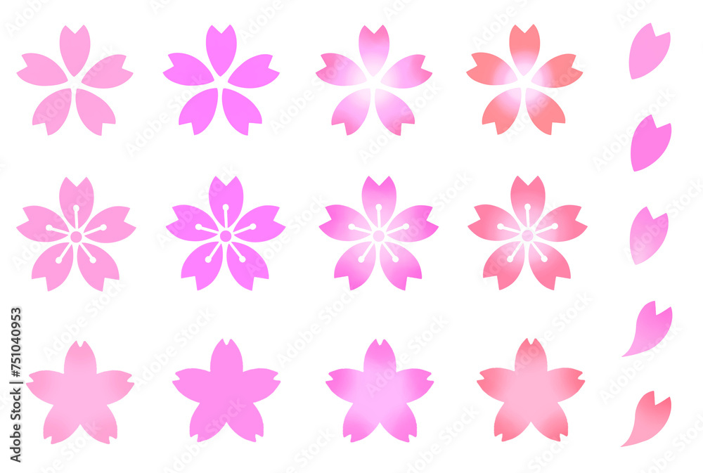 桜の花　素材　アイコン　あしらい　飾り　パーツ　シンプル　花びら　和風　年賀