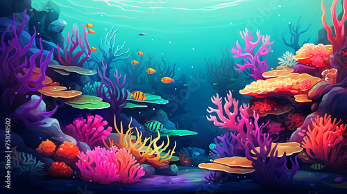 A vector image of a colorful coral reef. © Tayyab