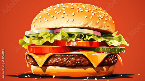 A vector image of a gourmet burger.